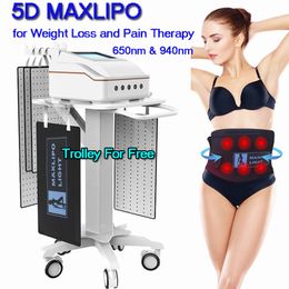 Maxlipo 5D Lipo Laser Weight Loss Infrared Red Light Pain Therapy Beauty Machine Non-Invasive Slimming Belt 650nm & 940nm Lipolaser Salon Home Use