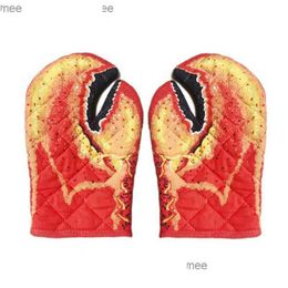 Oven Mitts 3D Crab Shaped Gloves Thick Cotton Heat Resistant Kitchen Cooking Microwave Insation Non Slip Drop Delivery Home Garden Din Dhmyh