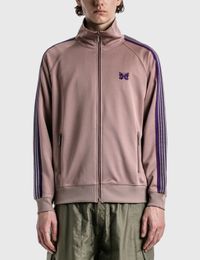 Mens Jackets Top Version Taupe Needles Track Jacket Men Women Knitted Purple Stripe Poly Smooth Butterfly Sport Coat 230912