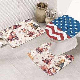 Bath Mats Fashion Bathroom Rug Set Water Absorbing And Anti Slip Floor Mat 3Piece Anti-Skid Pads Contour Toilet Lid Cover