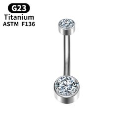 G23 Titanium Navel Piercing Brosket Clicker Helix Zircon Septum Belly Button Hinge Segment Ring Sexig kroppsmycken Labret Kvinnor