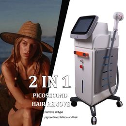 Professional Stationary Hair Tattoo Removal 2 in 1 Beauty Machine 810 Diode + Nd Yag Laser 2 Handles Pore Shrinking Skin Tightening Device