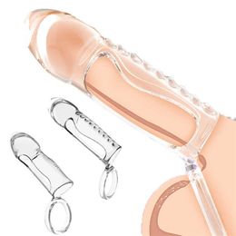 Massage Items Crystal Cock Ring Reusable toy Silicone Penis Sleeve Extension Enlargement Delay Ejaculation Sex Toys For Men Male S257G