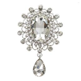 Brooches 3" Elegance Teardrop Crystal Dangle Brooch Wedding Bouquet Jewellery Pins Women