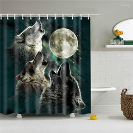 Shower Curtains 3D Wolves Printed With Hooks Waterproof Polyester Cloth Bathroom Screen Bath Curtain Set