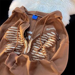 Women's Hoodies Hole Butterfly Y2k Zip Up Hoodie Thin Section American Style Fashionable Autumn Windproof Jacket Vintage Loose Clothing