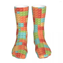 Men's Socks Colourful Toy Bricks Women's Casual Orange Red Yellow Theme Novelty Spring Summer Autumn Winter Gift