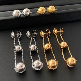 Hoop Huggie Designer Jewellery 18K Plating Gold Silver Three Round Long Tassel Chain Top Quality Luxury Earring Women Famous Brand Trend 230912