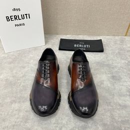 Berluti Designer Beautiful Mens New Fashions Genuine Leather Letter Loafers Shoes ~ New Tops Mens Designer Top Quality Loafers Shoes Eu Size 39-46