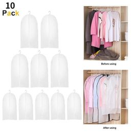 10Pcs Garment Clothes Coat Dustproof Cover Suit Dress Jacket Protector Travel Storage Bag Thicken Clothing Dust Cover Dropship214a196t