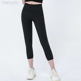 Designer Aloo Pant New Nude Skin Friendly Yoga Seven Part Yoga Pants Without Awkward Line High Waist Peach Hip Leggings