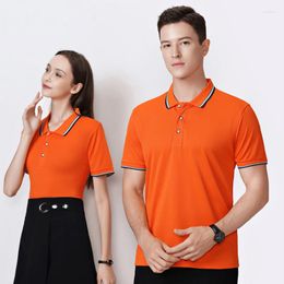 Men's Polos Polo Shirt Summer Work Uniform Short Sleeve T-shirts Stripe Lapel Collar Tee Tops Clothing