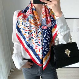 Scarves 90cm x 90cm Design Scarf Lady Shawl Printed Silk Felt Headscarf Scarf Lady Headscarf Square Scarf Lady Wrap Scarf 230831