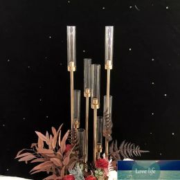Simple Metal Candlesticks Flower Vases Candle Holders Wedding Table Centrepieces Candelabra Pillar Stands Party Decor Road Lead