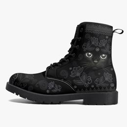 DIY Classic Martin Boots men women shoes Customised pattern fashion Simplicity black cat Versatile Elevated Casual Boots 35-48 65455