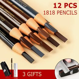 Eyebrow Enhancers 12pcs/set Available Eyebrow Pencil Cosmetics for Makeup Tint Waterproof Microblading Pen White Eye Brow Natural Beauty Free Ship 230912