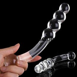 Massage Crystal Glass Dildo Beads Butt Plug Anal G-Spot Fake Penis Massager Masturbation Adult Sex Toys For women231E