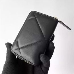 High Quality Customised 100% Leather Zipper Ladies Solid Colour Fashion Credit Card Holder Coin Purse284w