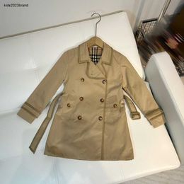 kids khaki coat fashion baby jacket Size 100-160 CM Waist strap design Child Spring Outwear Double breasted windbreaker for girl boy Sep10