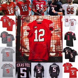 Texas Tech TTU Patrick Football Jersey College Patrick Mahomes II Tyler Shough Tahj Brooks Jerand Bradley Myles Price Pierre Taylor-Demerson Low Valdez McCray