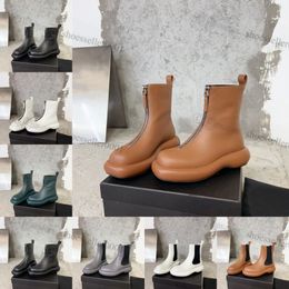 2023 Yüksek Kaliteli Tasarımcı Sander Boots Kadın Lüks Deri Ayak Bileği Chelsea Botlar Platform Fermuar Calfskin Boot Kış Kış Vintage Dahili Kuzular G5E8#