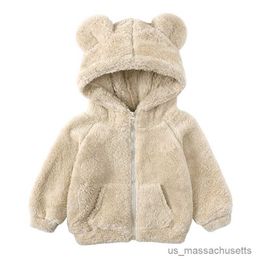 Jackets 1-6 Years Ears Autumn Boys Jacket New Colour Keep Warm Little Coat Hooded Zipper Baby Outerwear Kids Clothes R230912