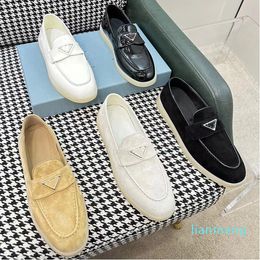 designer dress shoes top quality slippers Cashmere Leather womens loafers High elastic beef tendon bottom casual Flat Heel Soft sole Summer work Office shoe