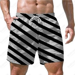 Men's Shorts Selling Beach Pants In The Summer Of 2023 Diagonal Stripe 3D Printed Hawaiian Style Casual