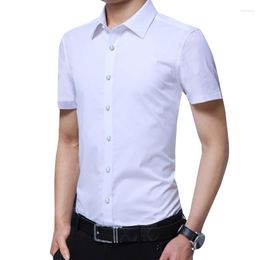 Men's Casual Shirts Social Formal Shirt Men Short Sleeve Business Slim Office Male Cotton Mens Dress White 4XL 5XL