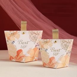 Gold Stamping Gift Boxes Wedding Candy Box Floral Printed Creative European Paper Sugar Box