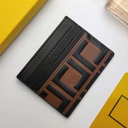Card Holders Fashion luxury and convenience cards bag sandwich 6 card slots with logo internal label black calf leather material 8217C