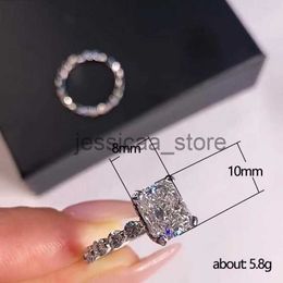 Band Rings Choucong Brand Wedding Rings Luxury Jewellery 925 Sterling Silver Princess Cut White Topaz CZ Diamond Gemstones Party Women Engagement Bridal R J230912