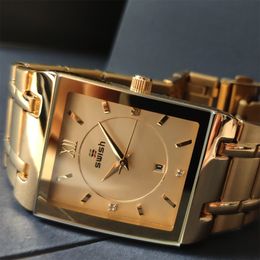 Wristwatches Top Relogio Feminino Luxo Golden Bracelet Watche Fashion Square Quartz Watch Ladies Diamond Female Brand Luxury 230911