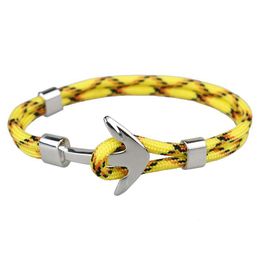 Cuff Fashion Design Sier Anchor Bracelet Colorf Paracord Outdoor Survival Jewelry For Gift Drop Delivery Dhxri