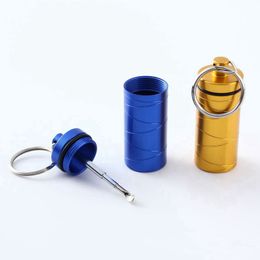 Smoking Snuff Snorter Sniffer Snuffer Colorful Aluminium Portable Chain Ring Herb Tobacco Spice Miller Pill Telescopic Spoon Dabber Storage Bottle Stash Case Jar