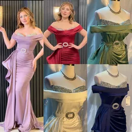 2023 Aso Ebi Arabic Mermaid Beaded Prom Dress Satin Sexy Evening Formal Party Second Reception Birthday Engagement Bridesmaid Gowns Dresses Robe De Soiree Z6