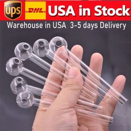 Warehouse In Usa 4inch Glass Oil Burner Pipe Spoon Pyrex Oil Burner Glass Pipes Hand Smoking Pipes for Smoking Accessories Tobacco Tool