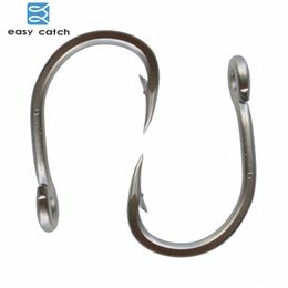 Fishing Hooks Easy Catch 100pcs 10884 Stainless Steel White Strong Big Game Fish Tuna Bait Size 30 40 50 60 70 80 90 100 230912