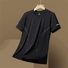 Men's T Shirts Big And Tall Summer Ice Silk Round Neck Sports Solid Color Loose Thin Fitness Men Mens Cute Long Sleeve