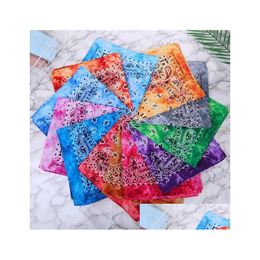 Party Favor 55X55Cm Paisley Bandana Tie Dye Magic Hip-Hop Head Wrap Wristband Headband Double Side Print Mtifunctional Headscarf Sil Otk9H