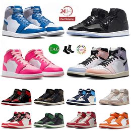 High OG Quality Jumpman 1 Golf Basketball Shoes 1s Satin Bred Patent Spider Verse Lost and Found Pine Green Dark Mocha UNC Pink Mens Women Athletic Travis Trainers