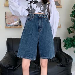 Women's Jeans Blue Summer 2023 High Waist Loose Wide Leg Pants Casual Straight Denim Capris