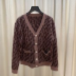 2023 Brown/Khaki Letter Print Women's Cardigan Brand Same Style Women's Sweaters DH132