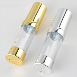 5ml 10ml 30ml Empty Pump Bottles Gold Silver 15ml Airless Bottle for Cosmetic Emulsion Essence Cosmetics Container Jxlup