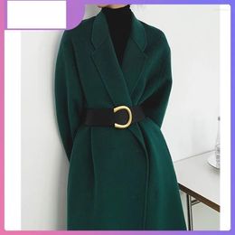 Women's Wool Temperament Ladies Woollen Coat High Quality Double-Sided Women's Belt Cocoon-Shaped Korean Loose Long Outcoat