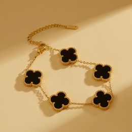 black necklace Designer Fashion Vintage 5 motifs Bracelets Clover Leaf Necklace Luxury Wedding Jewelry Van 4/four flower with box Designer Luxury Original