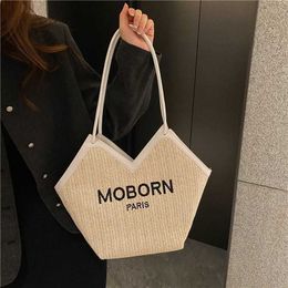 Btteca Vanata Luxury woven tote bags of Arco for sale online store Trendy straw large capacity handbag hand shoulder underarm bag With Real Logo