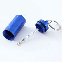 Smoking Colourful Aluminium Portable Key Chain Dry Herb Tobacco Spice Miller Pill Telescopic Spoon Storage Bottle Stash Case Snuff Snorter Sniffer Snuffer Jars