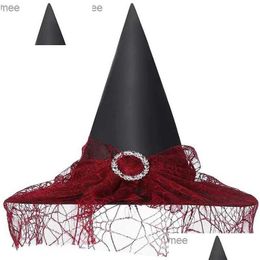 Party Hats Spider Web Holiday Aldute Witch Hat Mesh Halloween Fashion Wizard Z230809 Drop Delivery Home Garden Festive Supplies Dhuan