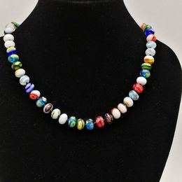 3PCS Fashion Thousand Flowers Craft Murano Glass Necklace For Women 10x7mm Wholesale Combination Of Opal Necklace